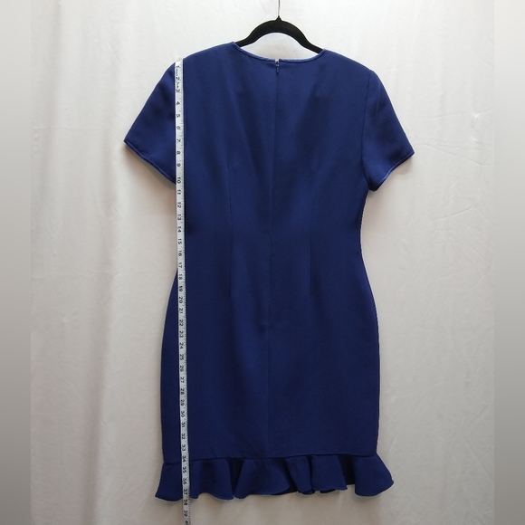 Vintage Spenser Jeremy Royal Blue Ruffle Hem Mini Dress Hourglass Design Sz 10 - Picture 3 of 7